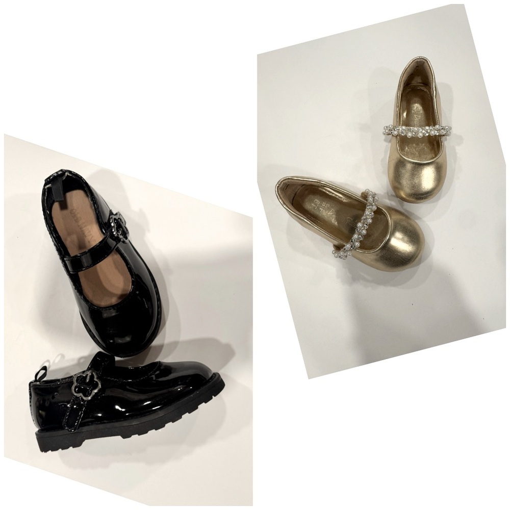 Black and Gold Toddler Girls Dress Shoes